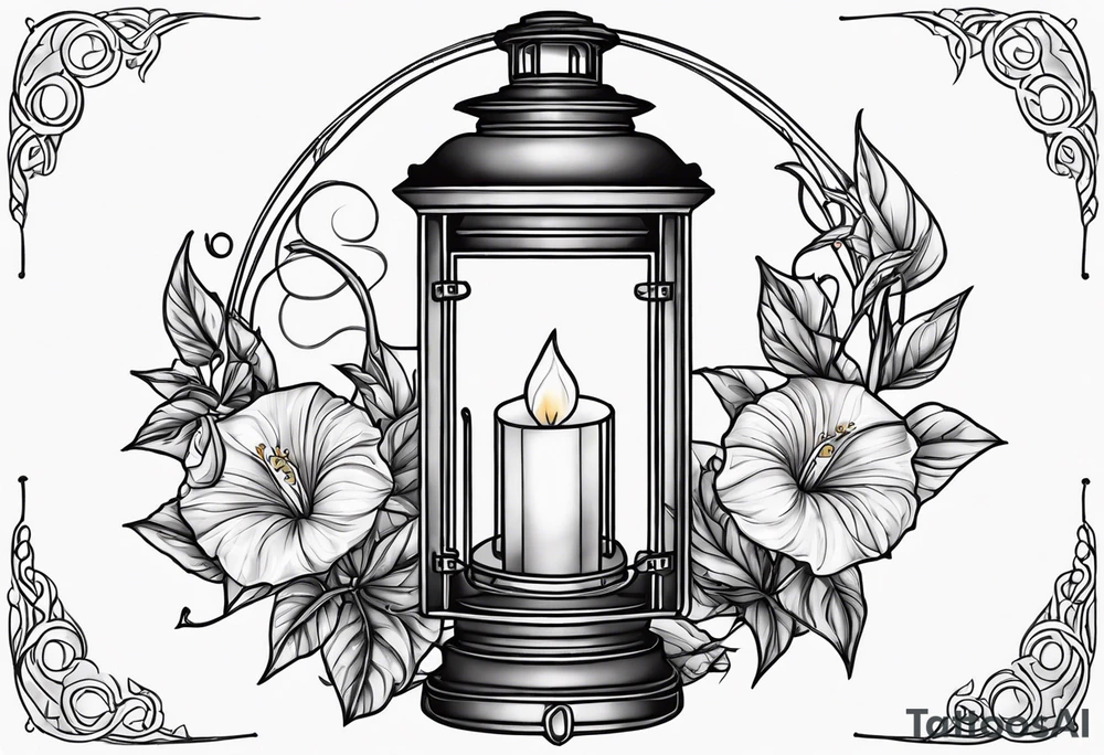 Lantern with morning glories tattoo idea