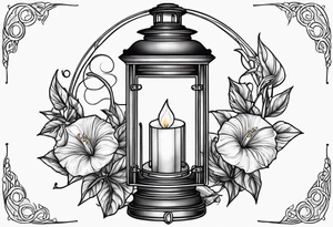 Lantern with morning glories tattoo idea