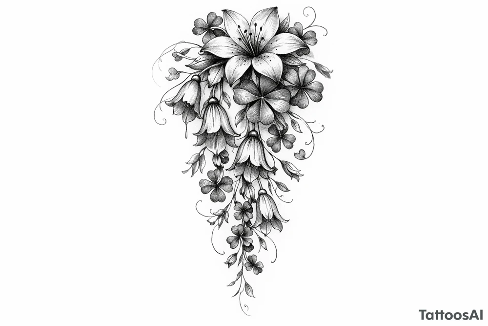 Cascading Irish flowers tattoo idea