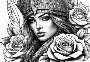 Warrior and roses tattoo idea