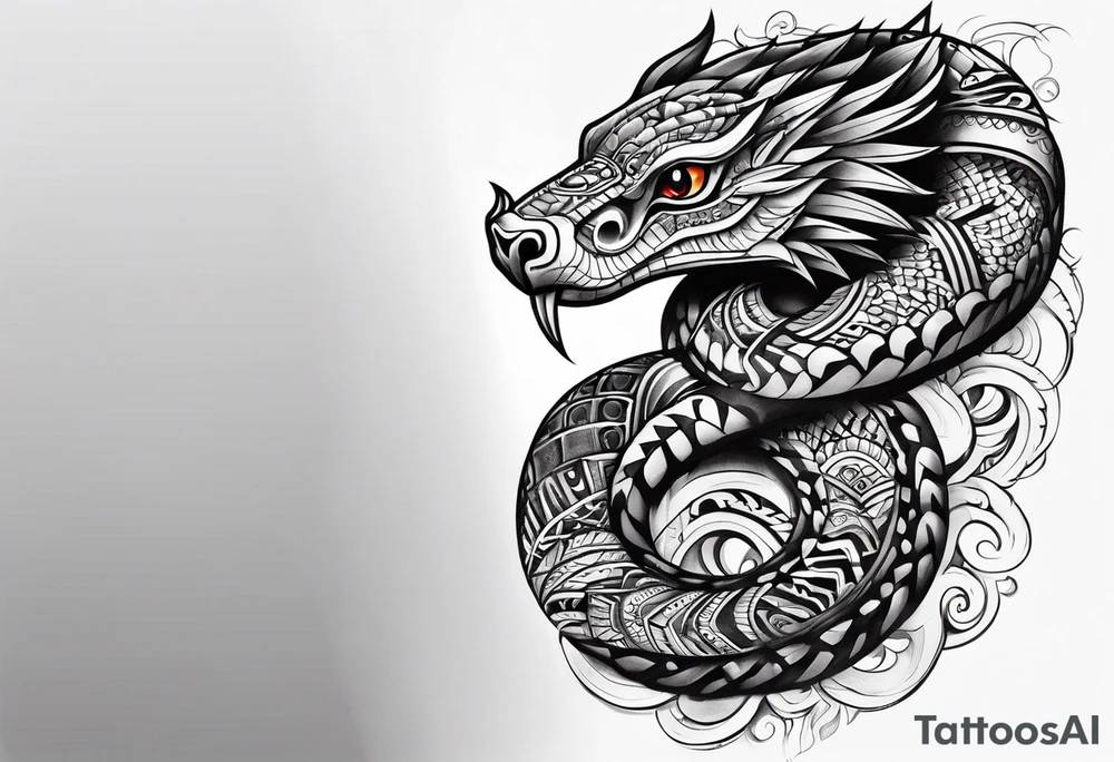 aztec snake sleeve tattoo idea