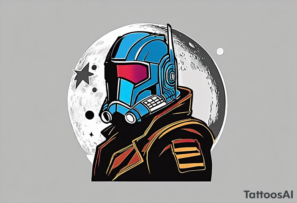 I want a tattoo with the idea and imagery about overcoming depression. I am particularly attached to the the idea of Kid Cudi’s man on the moon and man on the moon type imagery. I would like the general theme to be space related. I like the image of star lord and yondu from guardians of the galaxy when they are floating into space and yondu says I wasn’t your father but I am your daddy. General sci fi and space themes are welcome. Overall, I want a sense of overcoming difficulties. This would be an arm sleeve tattoo idea