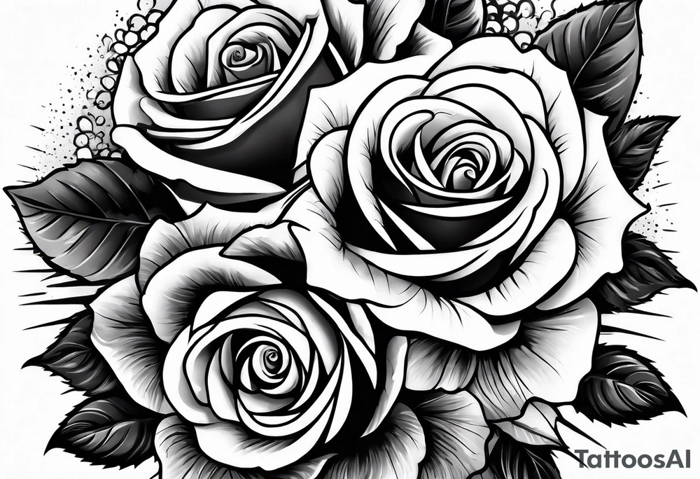 Roses, freedom and gun bullet tattoo idea
