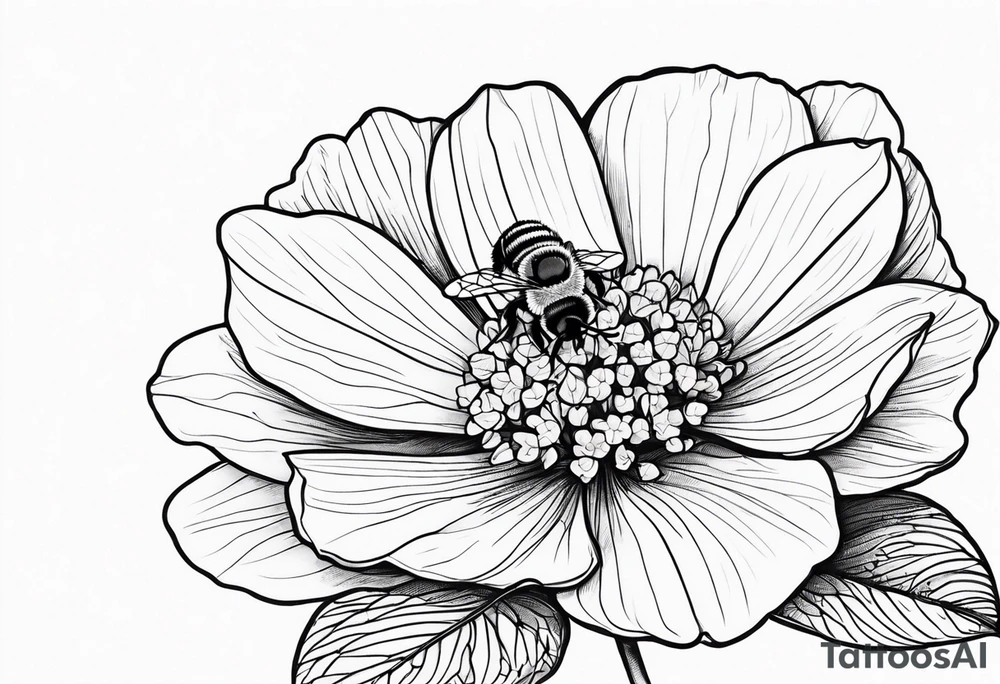 Hydrangea flower with a small bee tattoo idea