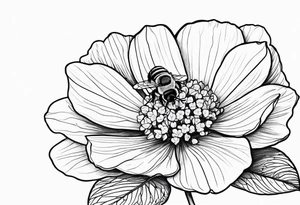 Hydrangea flower with a small bee tattoo idea