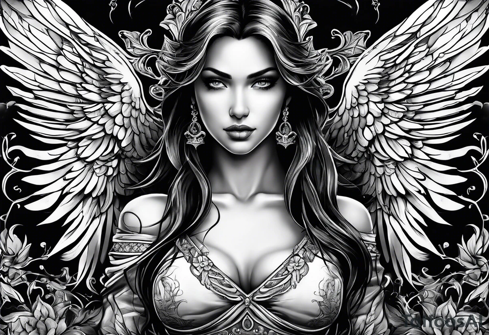 Angel with dominance tattoo idea
