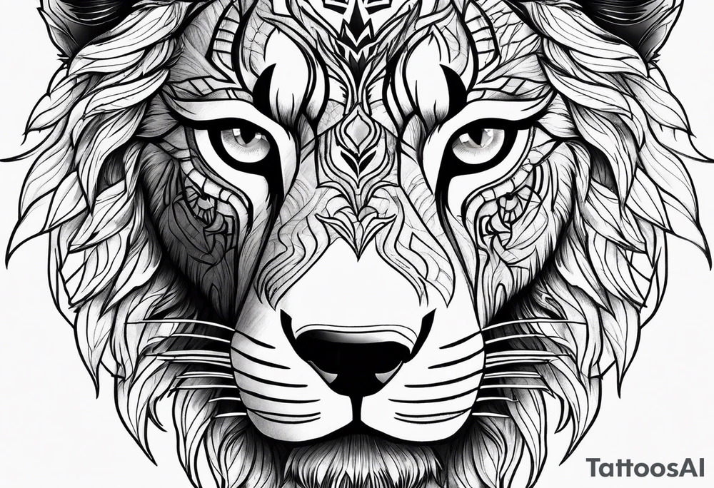 Lion eye and wolf eye tattoo idea