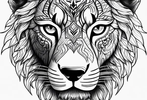Lion eye and wolf eye tattoo idea