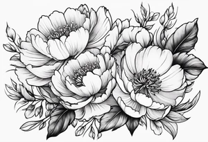 small peony flowers in the waves tattoo idea