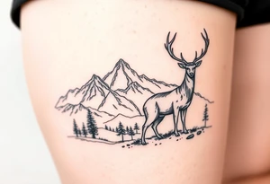 Polish mountain range called Tatry with deer with a lot of detail tattoo idea