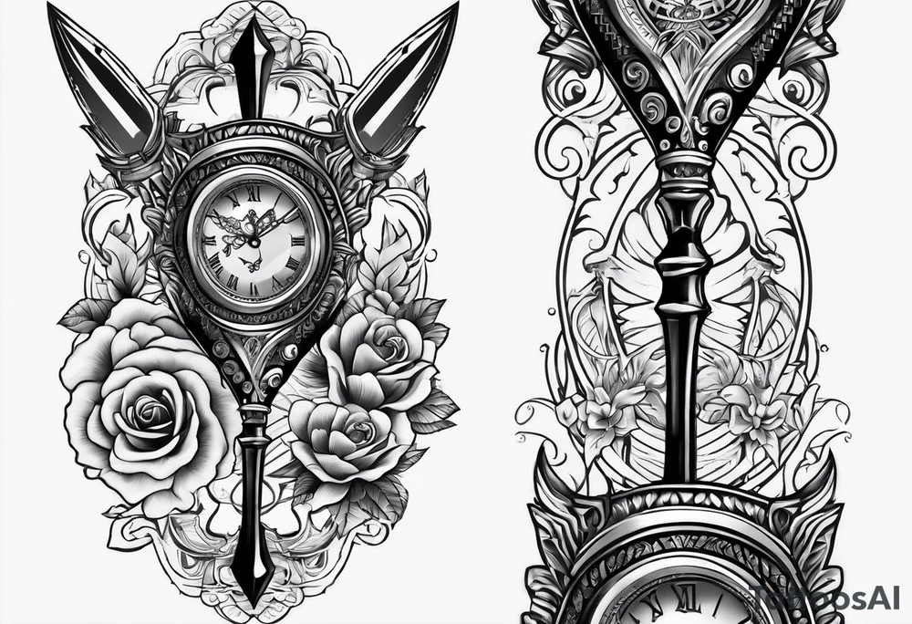 dagger with hour glass tattoo idea