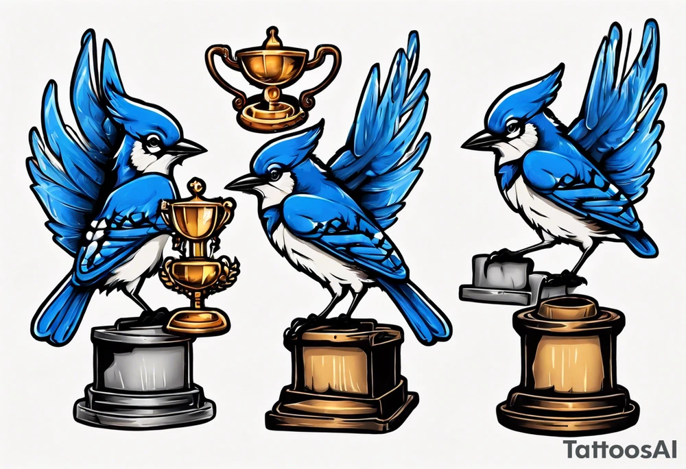 bluejay with trophy tattoo idea