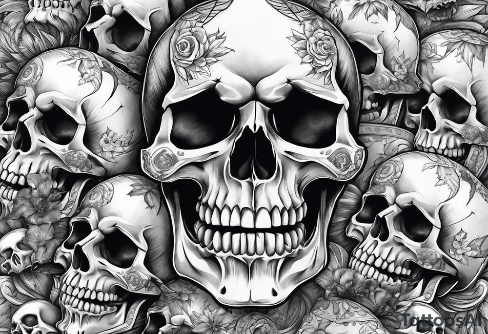 Skull teeth with cool oranemts around tattoo idea