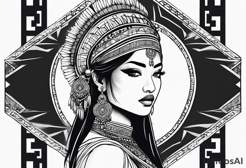 Girl indian chinese tattoo idea