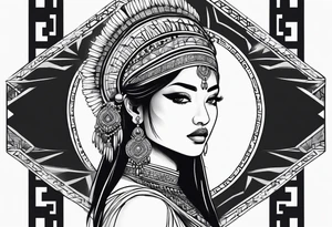 Girl indian chinese tattoo idea