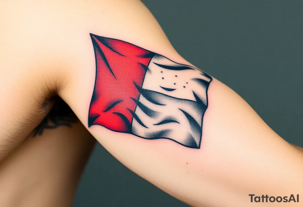 A waving Czech flag with realistic fabric texture tattoo idea