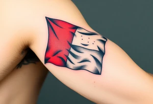 A waving Czech flag with realistic fabric texture tattoo idea