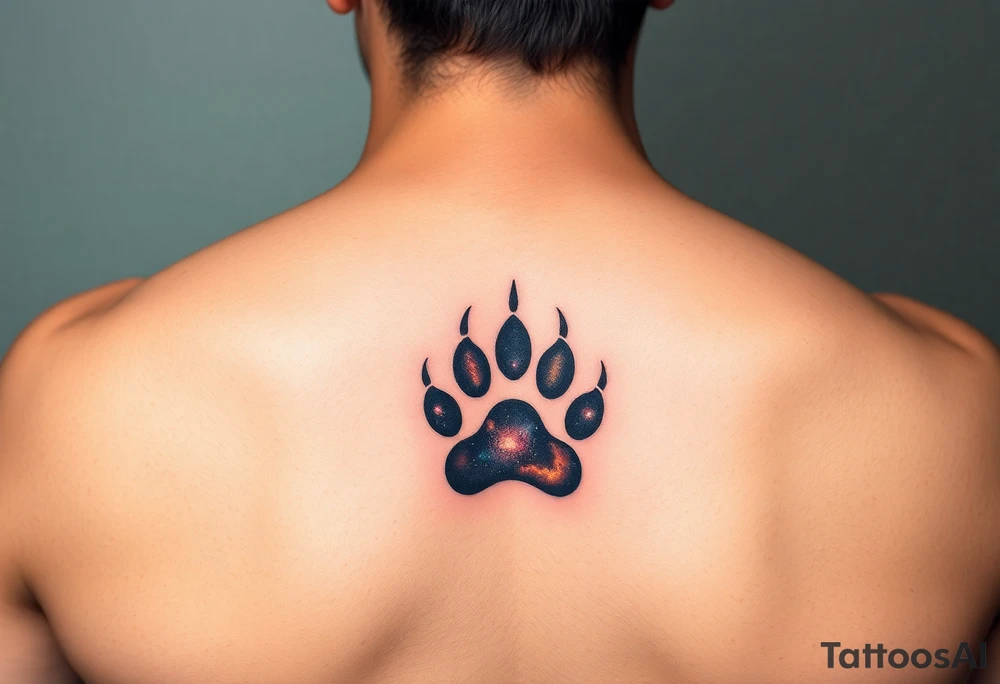 Dog paw print nebula tattoo idea