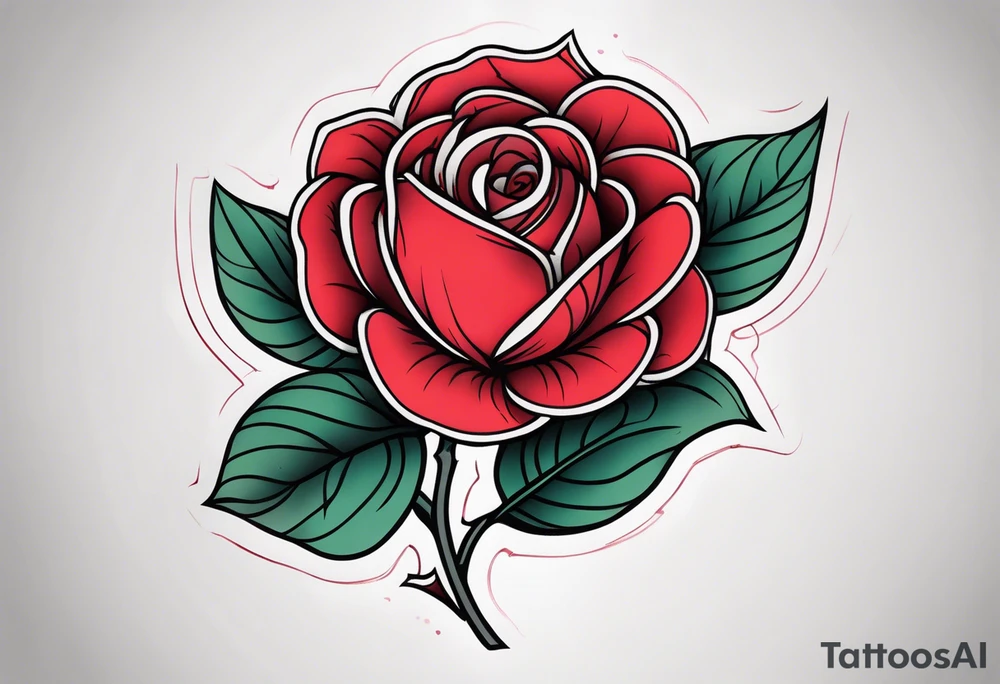 traditional rose red tattoo idea