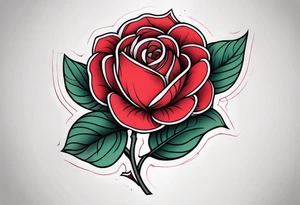 traditional rose red tattoo idea