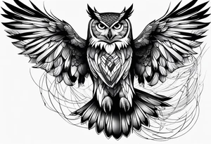 Majestic owl in flight tattoo idea