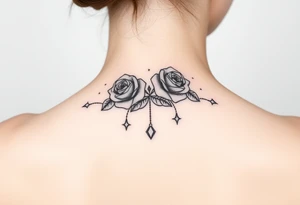 roses, diamonds on chains, stars tattoo idea