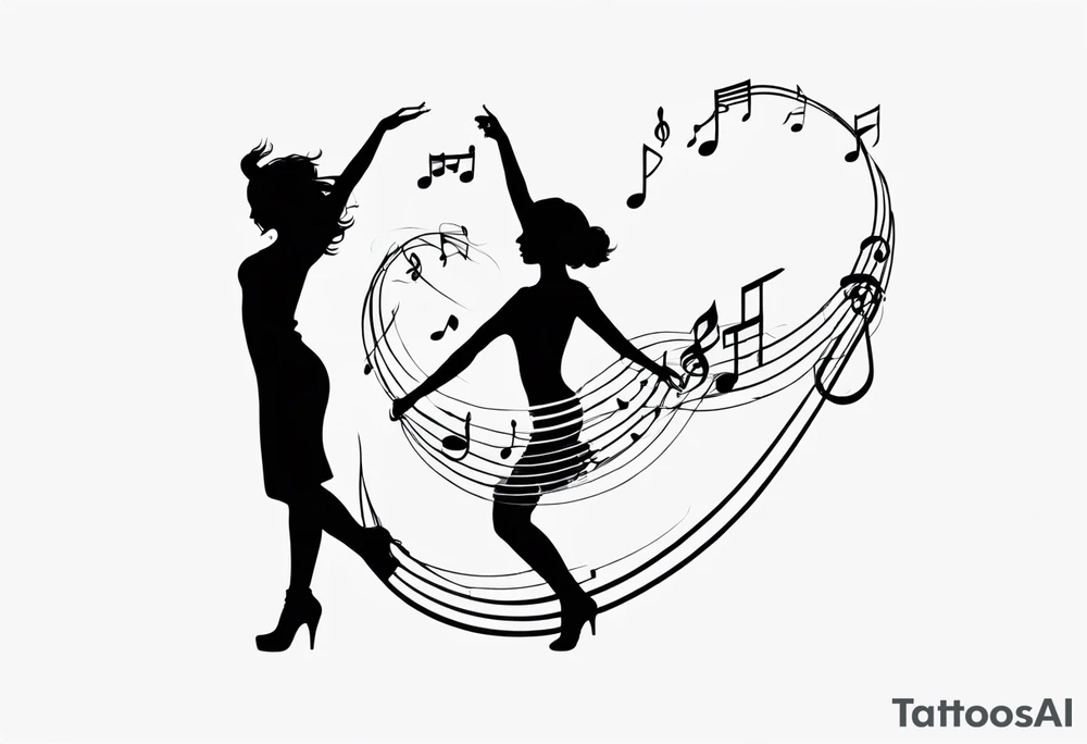 Music notes connecting daughters dancing tattoo idea