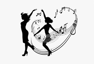Music notes connecting daughters dancing tattoo idea