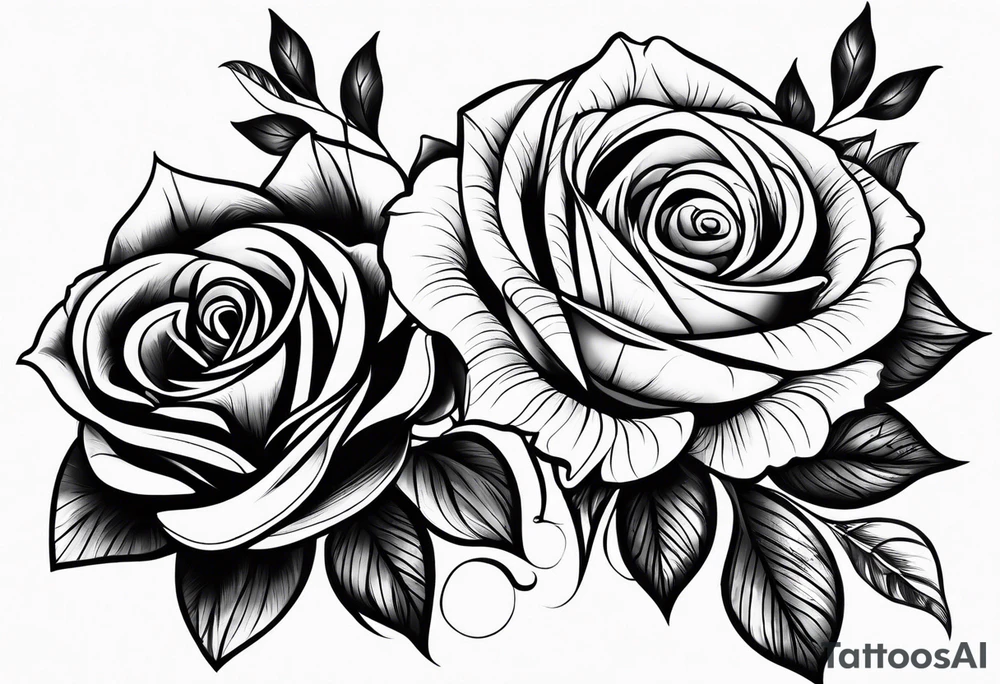 Roses with 2 names tattoo idea