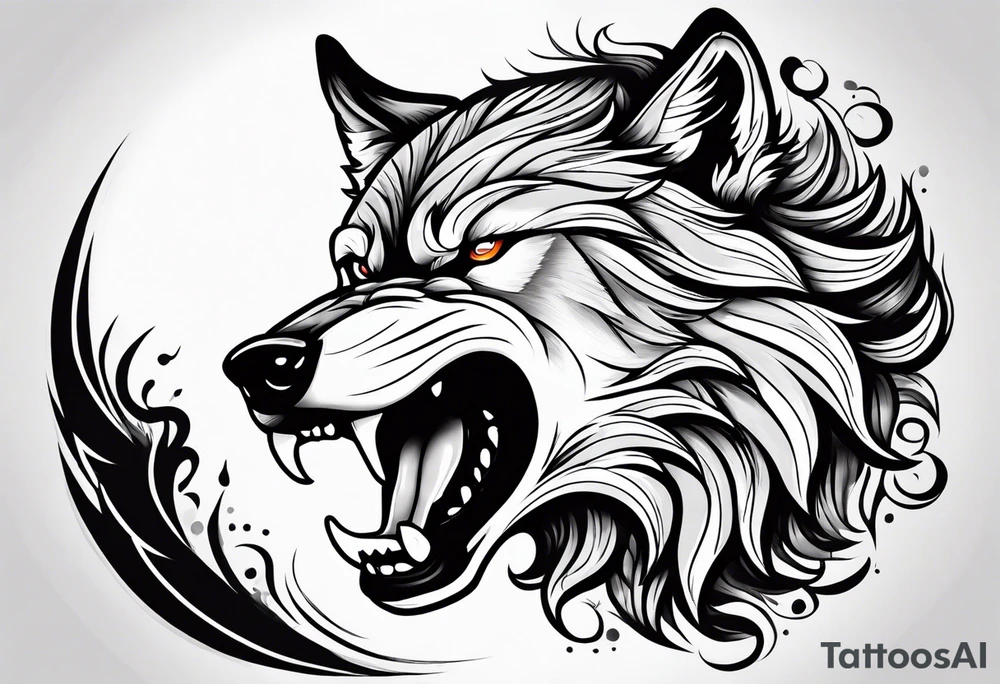 wolf growling tattoo idea