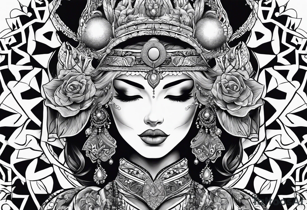 Beautiful woman from death to inner peace and self-love tattoo idea