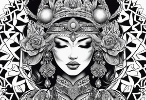 Beautiful woman from death to inner peace and self-love tattoo idea