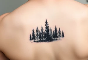 Needle forest with black and gray trees tattoo idea