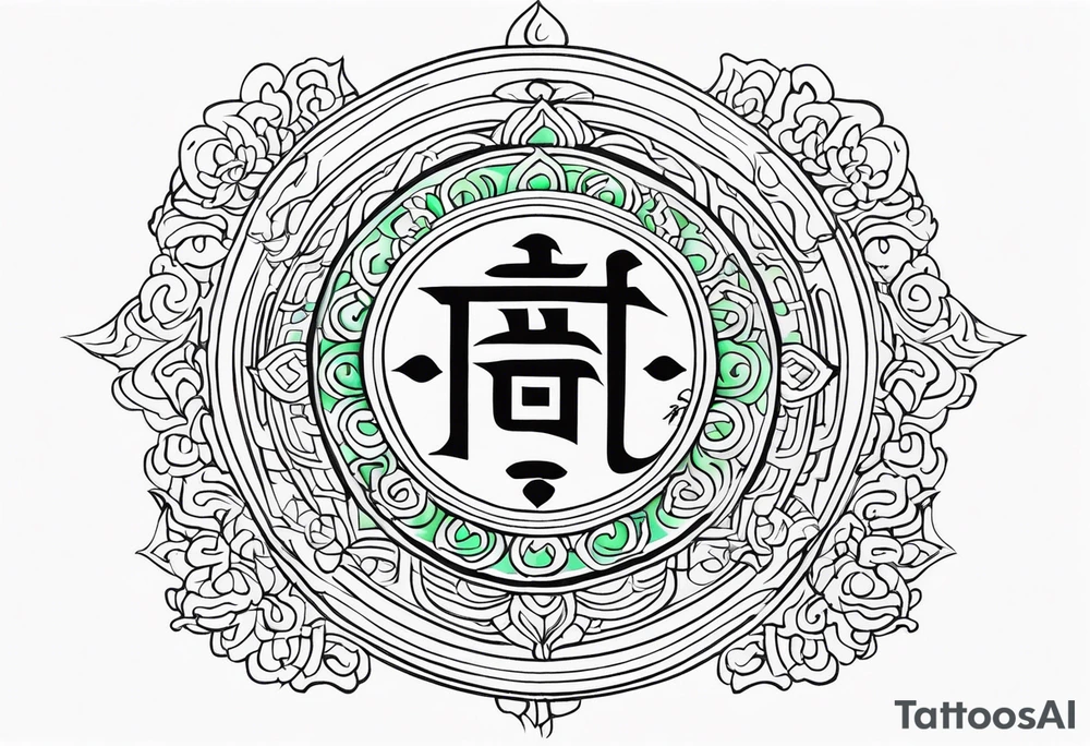 Green Tara mantra in Tibetan calligraphy tattoo idea