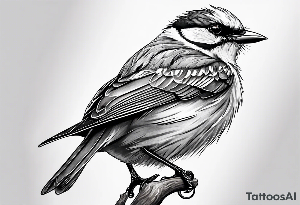 Bird powerfully looking while on a branch tattoo idea