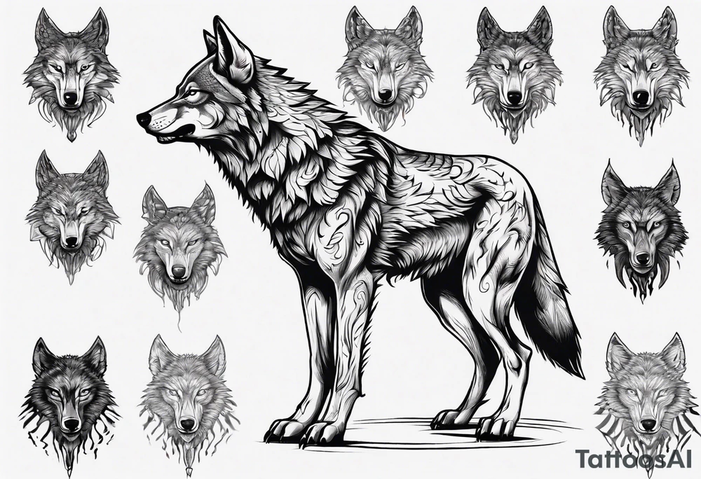 wolf standing on its hind legs tattoo idea