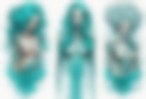 a tall woman made of water with turquoise hair tattoo idea