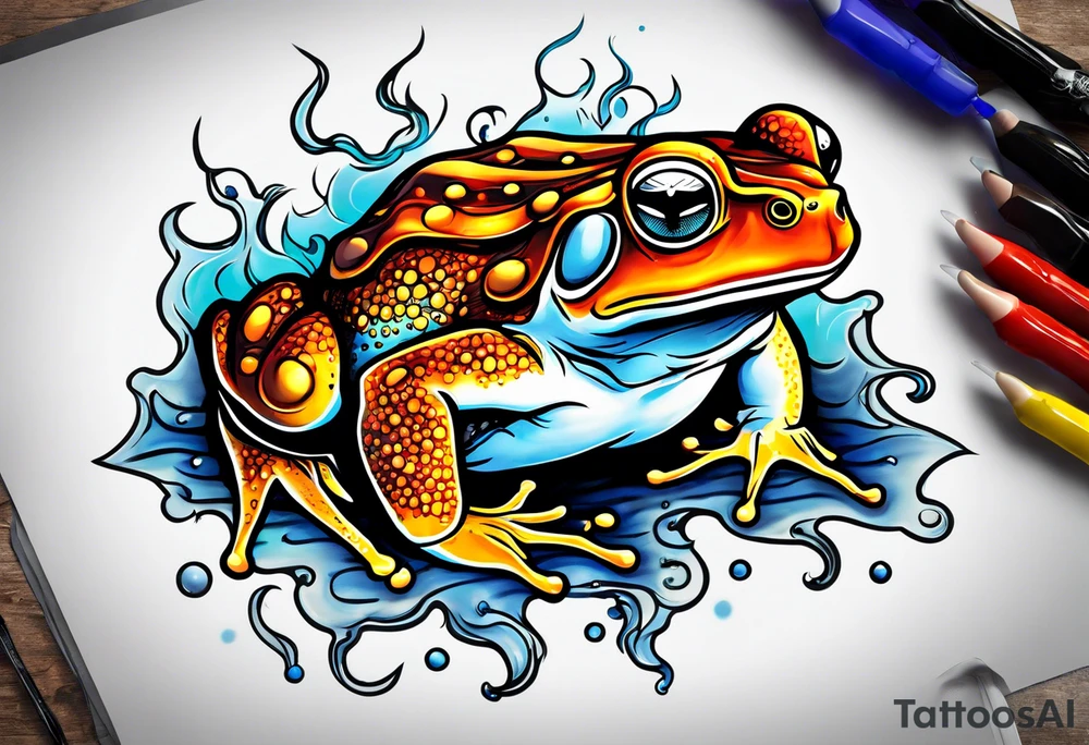 A toad in a thunderstorm tattoo idea