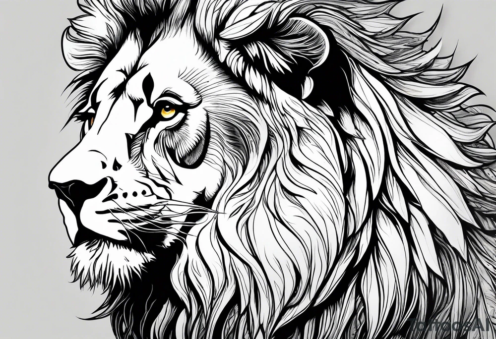 powerful majestic lion, close-up tattoo idea