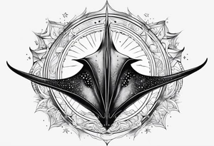 Manta ray with a nautical star inside tattoo idea