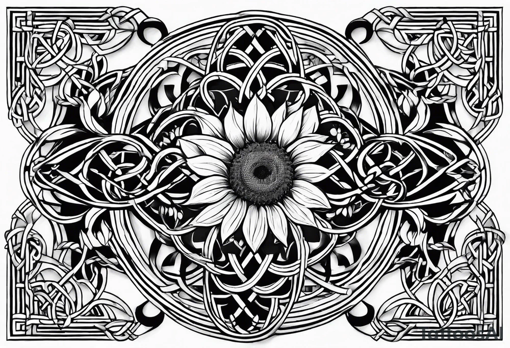 Sunflower Celtic knot seven tattoo idea