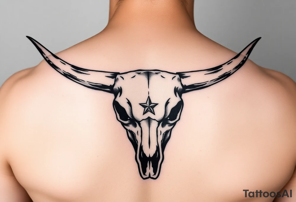 Longhorn skull with Texas flag tattoo idea