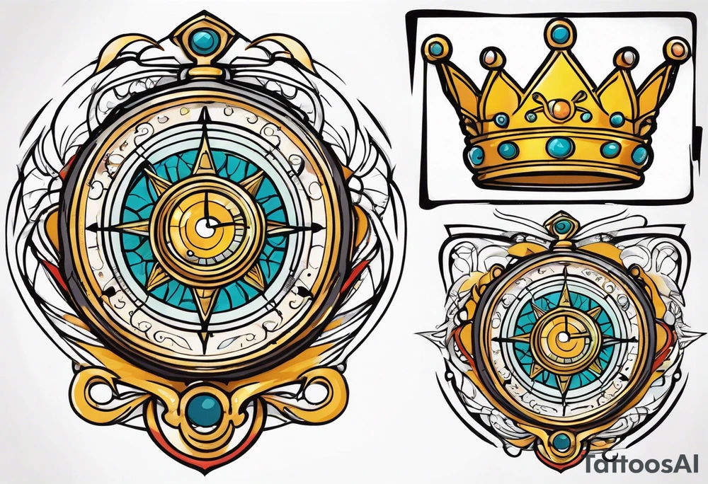 Crown whimsical time turner tattoo idea