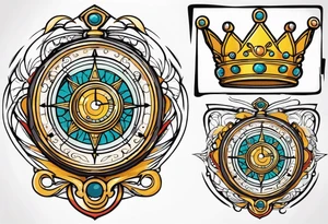 Crown whimsical time turner tattoo idea