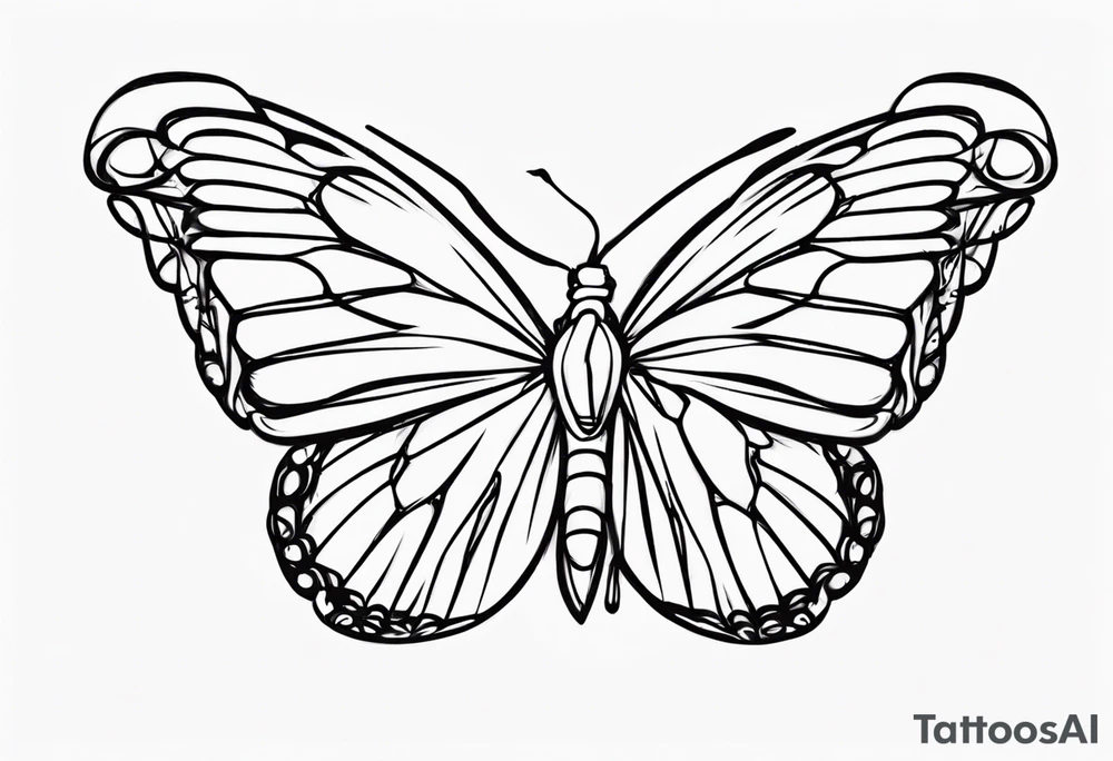 monarch butterfly simple black outline sitting with wings slightly closed tattoo idea