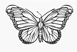 monarch butterfly simple black outline sitting with wings slightly closed tattoo idea