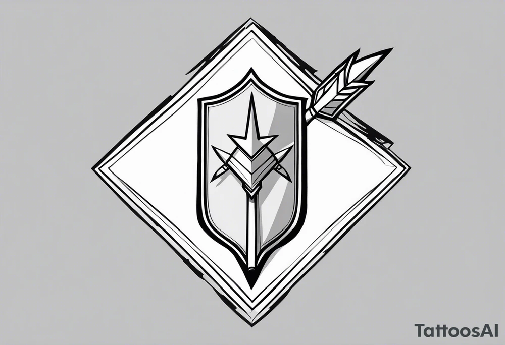 a spear pointing down with a shield in front of it tattoo idea