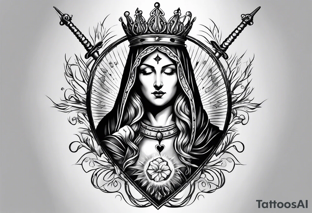 Immaculate heart of Mary with swords or spears going through it tattoo idea