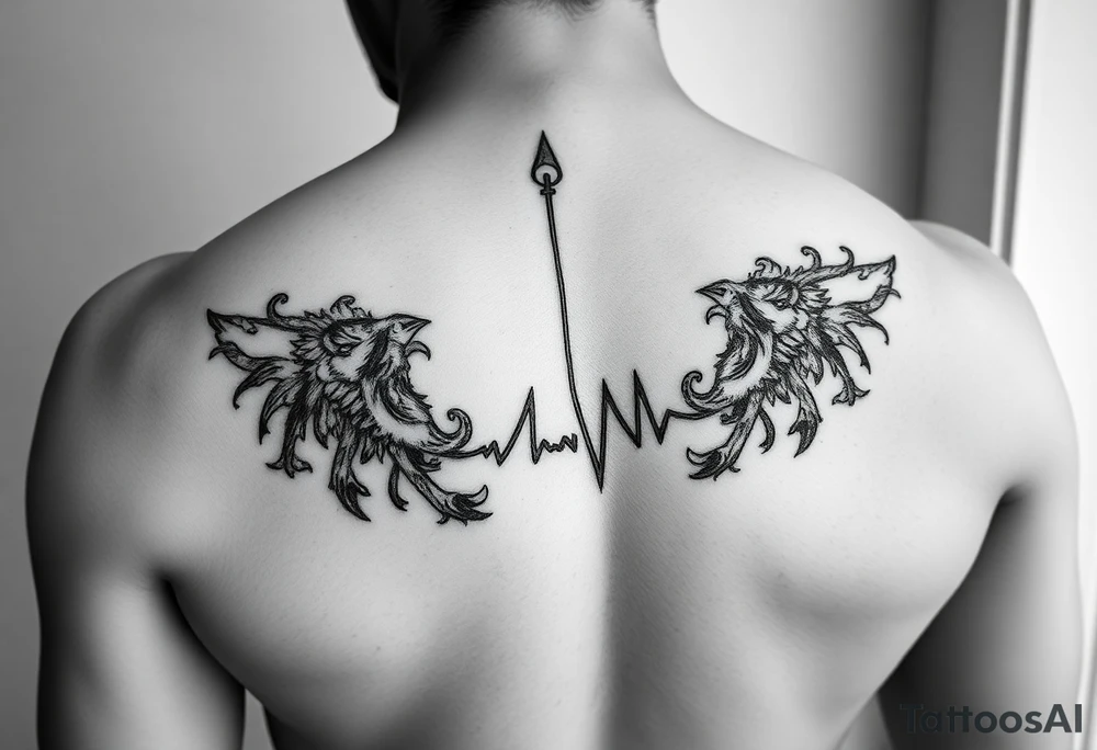 play, pause, stop rewind in a ekg tattoo idea