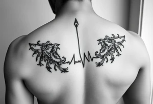 play, pause, stop rewind in a ekg tattoo idea